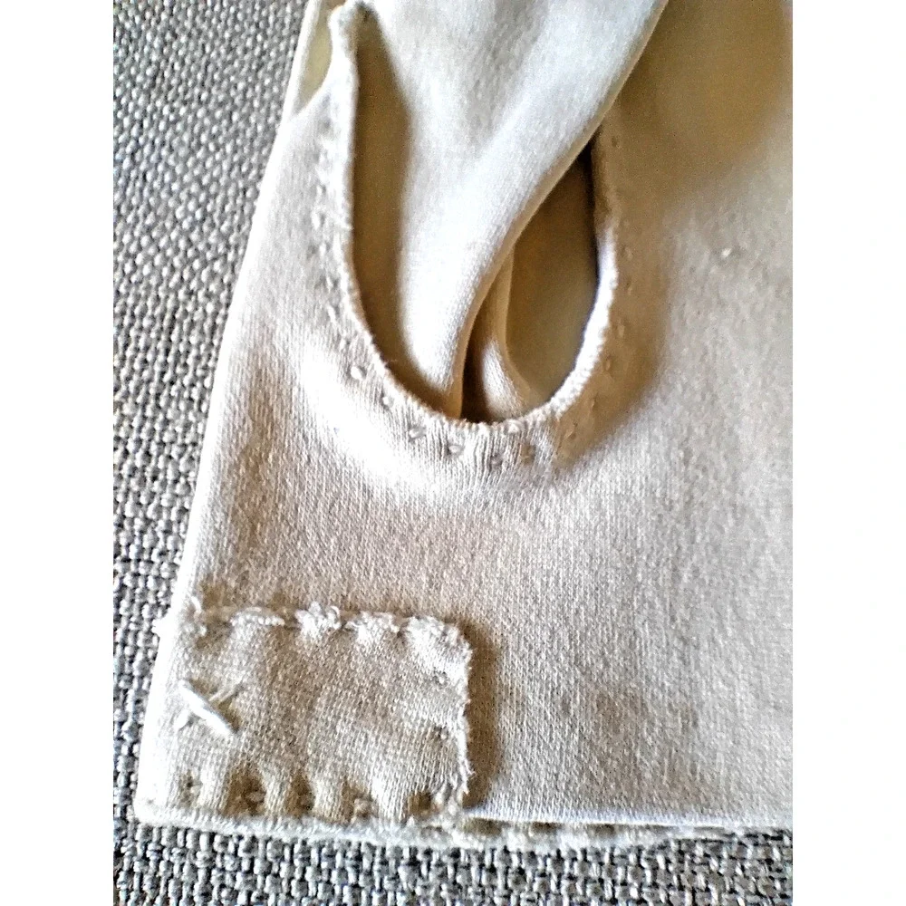 Vintage Handmade Classic Cotton Wrist Gloves Cream Small Pearlcore Rockabilly